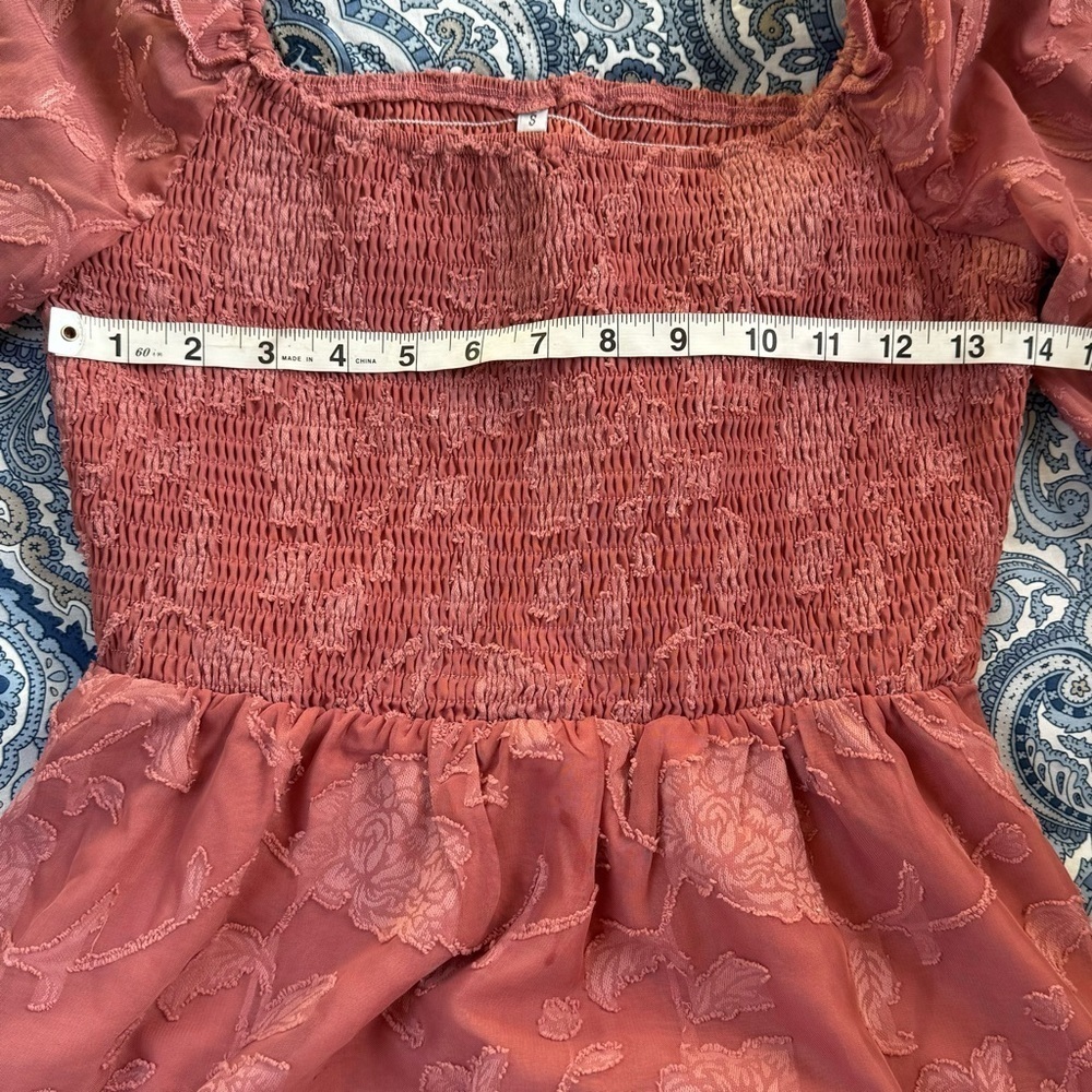 Bolayu Women’s Boho Frill Square Neck Ruched Blouse Size S - Picture 10 of 11